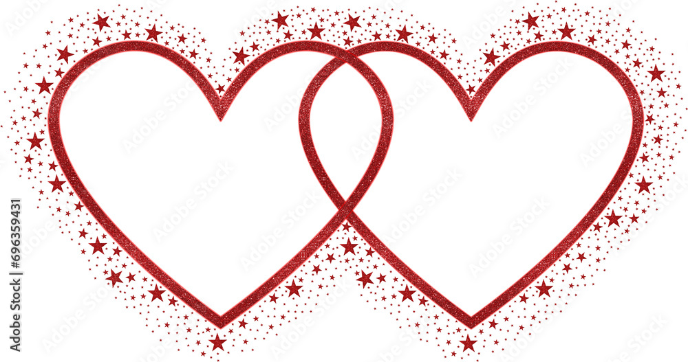Double Glow Red Love with Red Sparkling glitter Stars Vector clipart icon #12