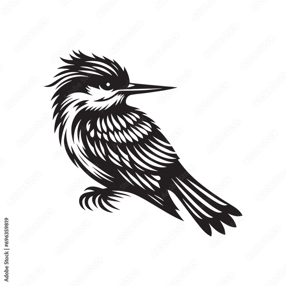 Obraz premium bird silhouette: Classic Songbird Serenades, Musical Avian Melodies, and Harmony in Sonorous Silhouettes - Minimallest bird black vector 