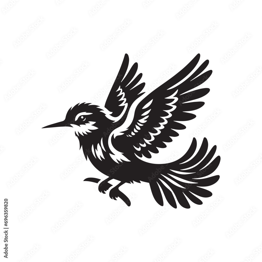Obraz premium bird silhouette: Tranquil Lakeside Swans, Waterside Waders, and Shoreline Avian Beauty in Poignant Silhouettes - Minimallest bird black vector 