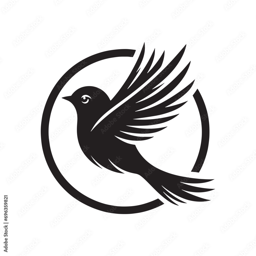 Obraz premium bird silhouette: Mystic Owls, Enigmatic Night Flyers, and Celestial Avian Creatures in Mysterious Silhouettes - Minimallest bird black vector 