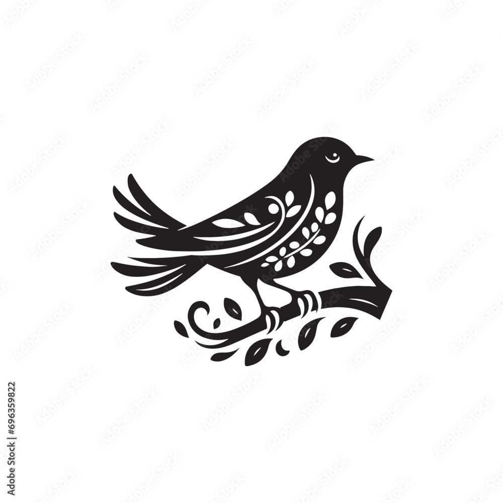 Obraz premium bird silhouette: Autumnal Flyers, Fall Migration, and Seasonal Avian Beauty in Harvest Silhouettes - Minimallest bird black vector 