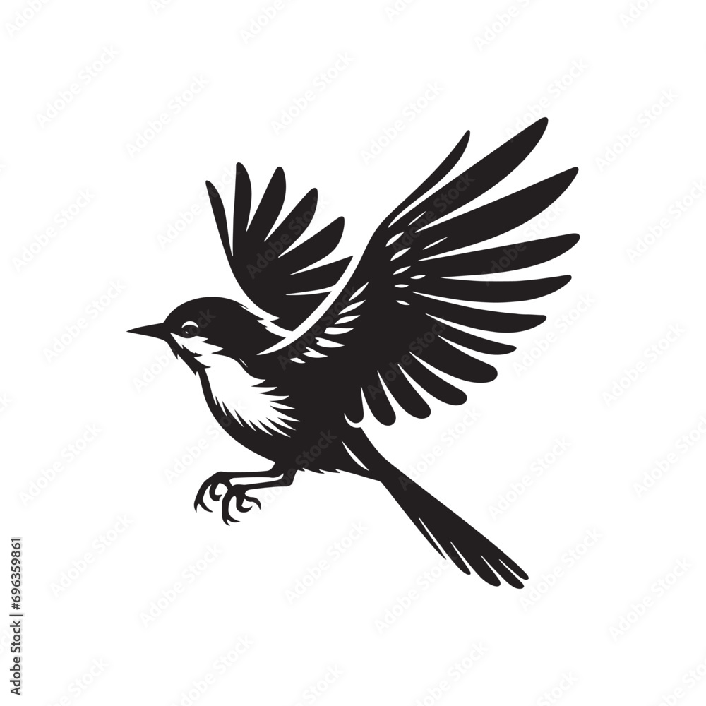 Fototapeta premium bird silhouette: Rural Roosters, Farmyard Fowl, and Countryside Avian Scenes in Rustic Silhouettes - Minimallest bird black vector 