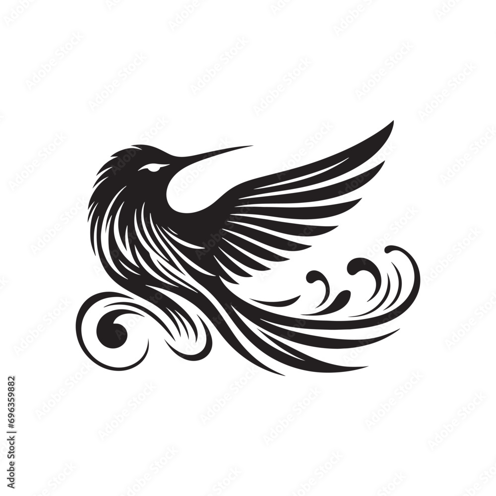 Obraz premium bird silhouette: Crowning Peacocks, Strutting Turkeys, and Exquisite Plumage in Majestic Silhouette Displays - Minimallest bird black vector 