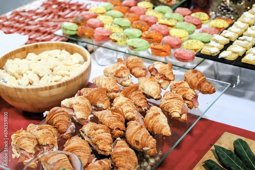close-up of a buffet with appetizers - finger food - top view