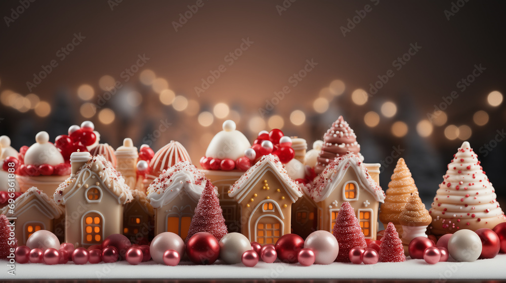 sweetness for a New Year's Christmas fairy tale. Wallpaper background picture illustration food table design
