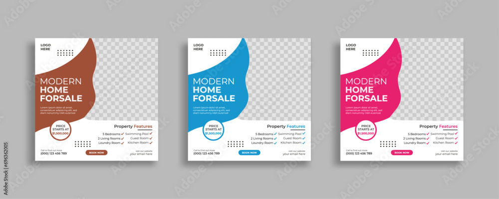 Real estate social media post square web banner template