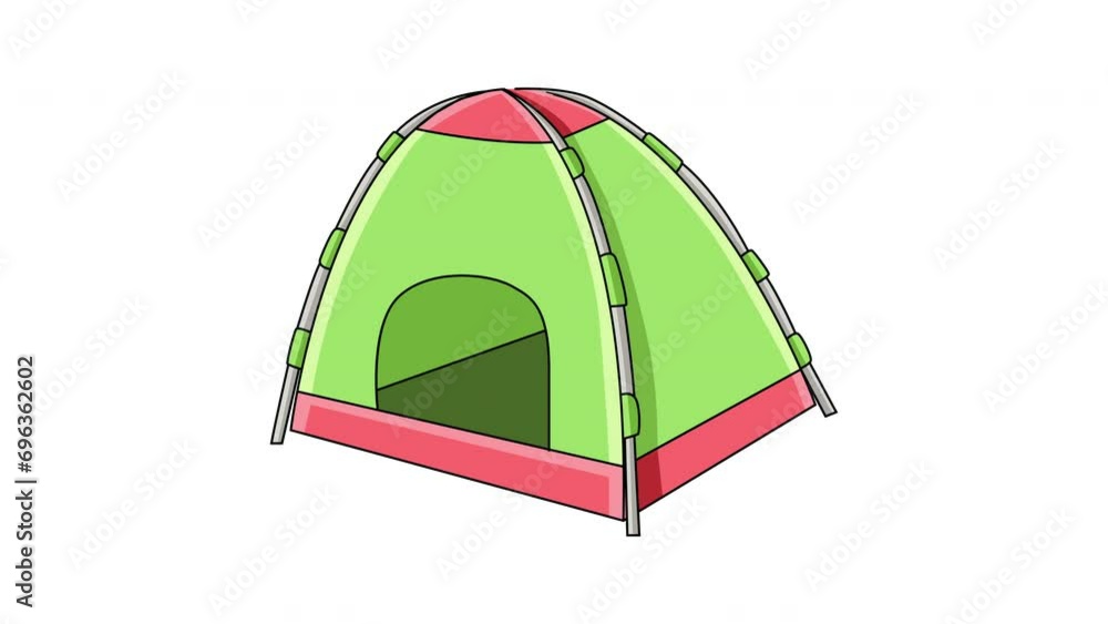 Animation forms a camping tent icon Animation forms a camping tent icon