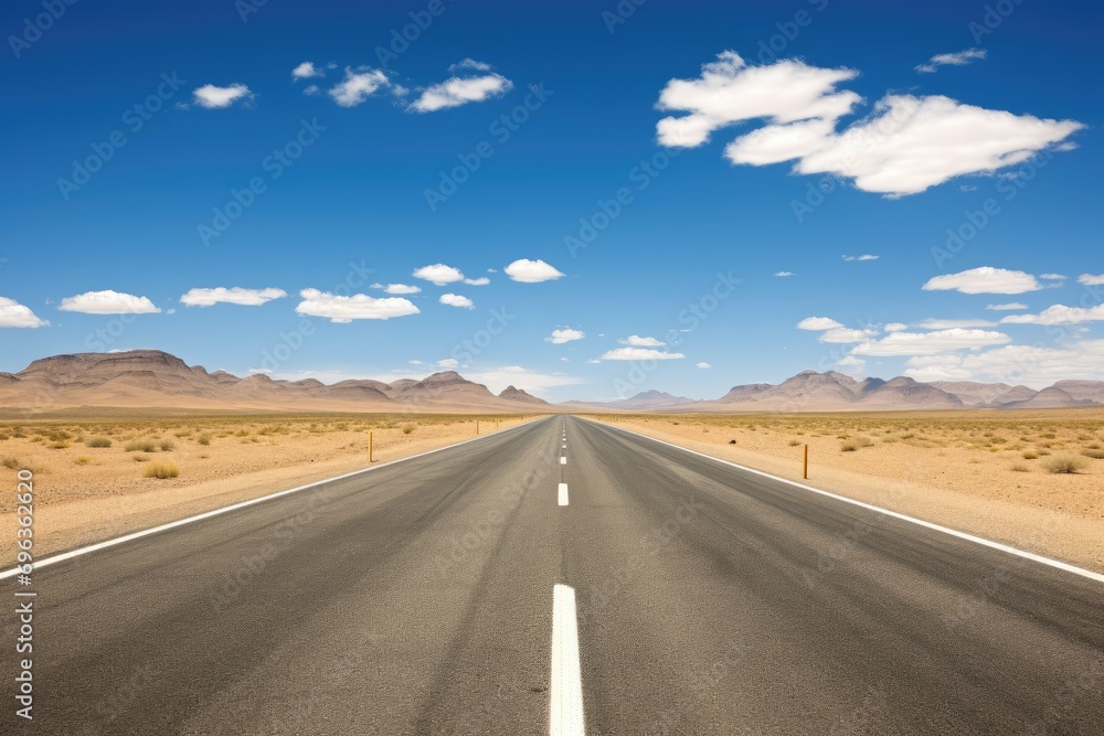 Adventure travel on an empty desert asphalt highway