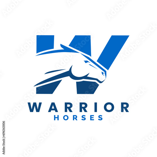Modern Letter W Monogram Horse Head logo, letter W horse logo, horse head logo