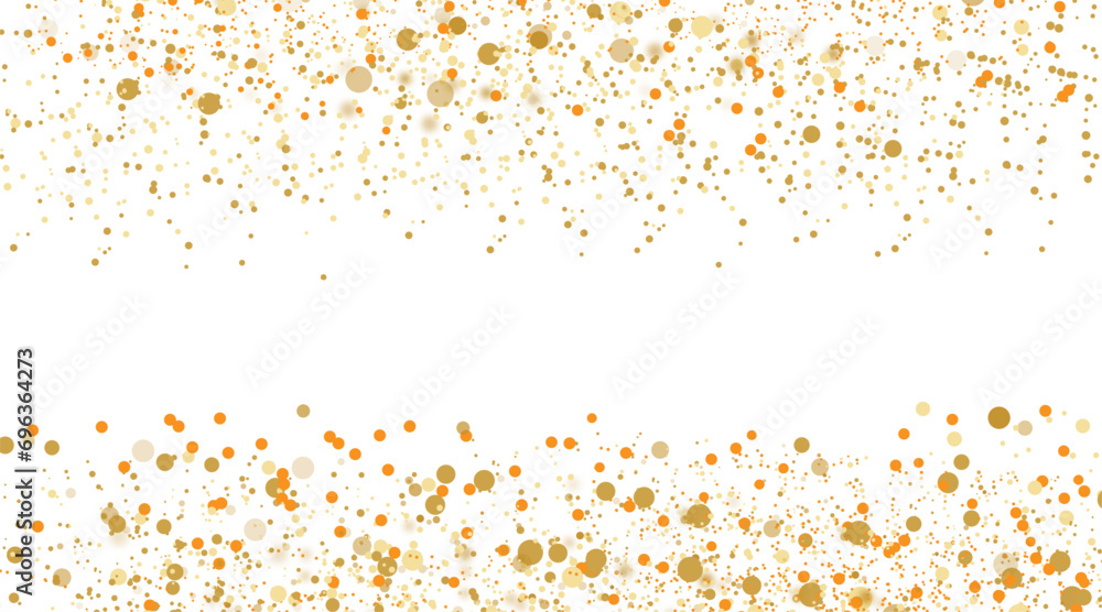 Golden glitter border on white background