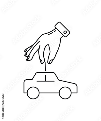 hand holding car icon, vector best line icon.