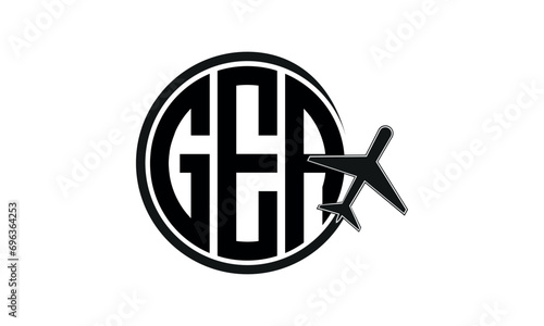 GEA three initial letter circle tour & travel agency logo design vector template. hajj Umrah agency, abstract, wordmark, business, monogram, minimalist, brand, company, flat, tourism agency, tourist