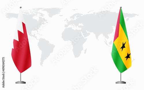 Bahrain and Sao Tome and Principe flags for official meeti