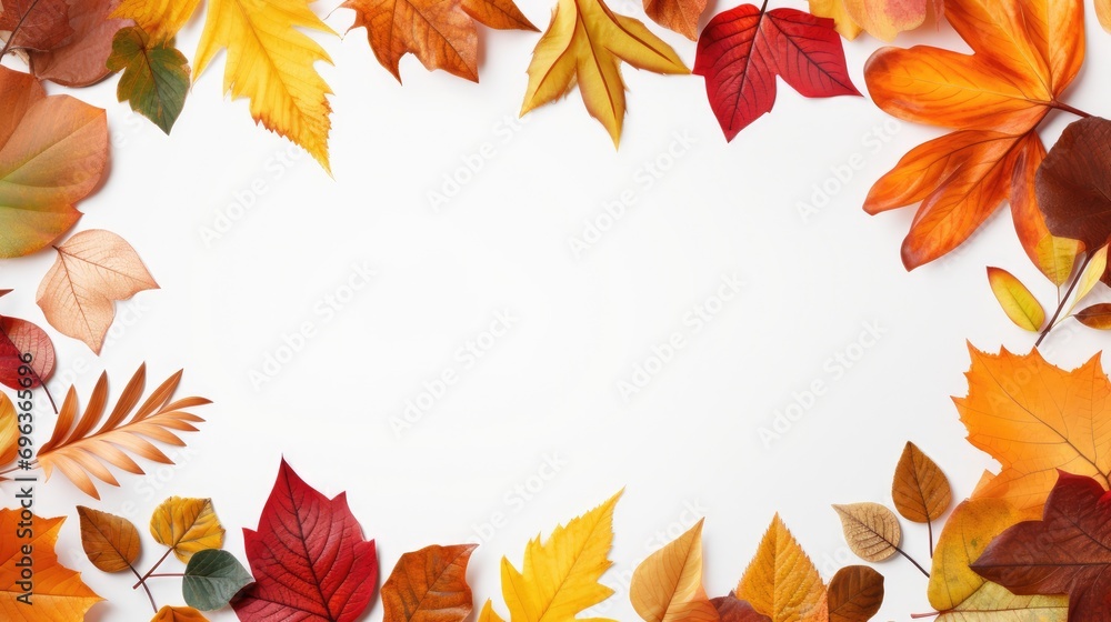 Autumnal Charm: Decorative Frame with Beautiful Fall Leaves Border Autumnal Charm: Decorative Frame with Beautiful Fall Leaves Border