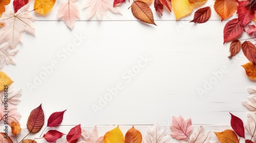 Autumnal Charm  Decorative Frame with Beautiful Fall Leaves Border