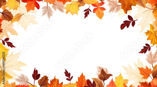 Autumnal Charm: Decorative Frame with Beautiful Fall Leaves Border