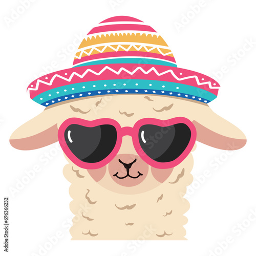lama alpaca head with glasses