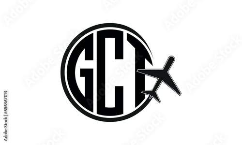 GCT three initial letter circle tour & travel agency logo design vector template. hajj Umrah agency, abstract, wordmark, business, monogram, minimalist, brand, company, flat, tourism agency, tourist