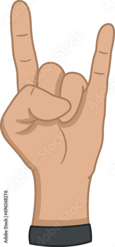 Hand Gesture Showing Symbol of Rock. Gesture of Rock Fans. Vector Musical Illustration