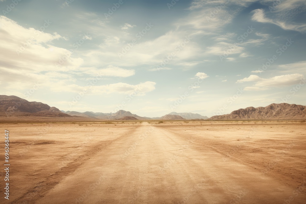 Empty road adventure in a dry desert environment