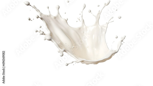 Spilled milk splash isolated on transparent white background