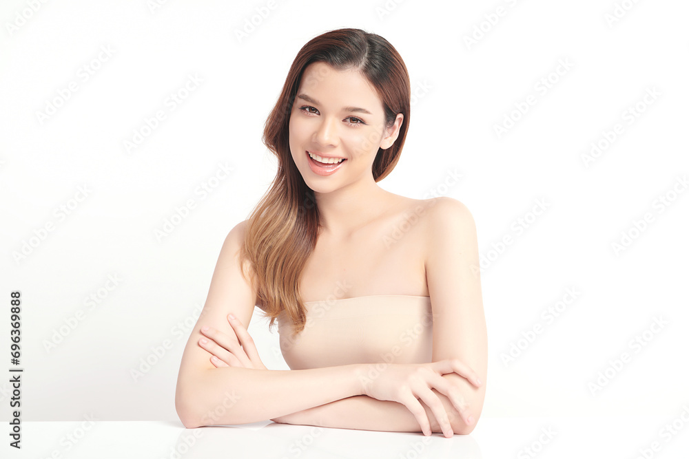 Beautiful young asian woman with clean fresh skin on white background, Face care, Facial treatment, Cosmetology, beauty and spa, Asian women portrait. Beautiful young asian woman with clean fresh skin on white background, Face care, Facial treatment, Cosmetology, beauty and spa, Asian women portrait.