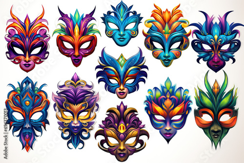 Carnival masks illustration. Generative AI.