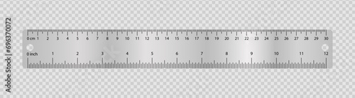 Iron ruler on transparent background illustration. Centimeter, school, measurement, line, drawing, mathematics, geometry, meter, compass, length. Vector icons for business and advertising