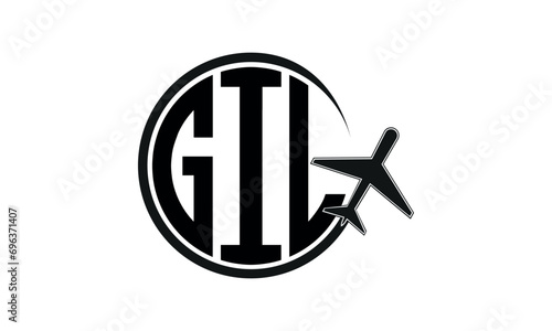 GIL three initial letter circle tour & travel agency logo design vector template. hajj Umrah agency, abstract, wordmark, business, monogram, minimalist, brand, company, flat, tourism agency, tourist