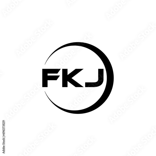 FKJ letter logo design with white background in illustrator, cube logo, vector logo, modern alphabet font overlap style. calligraphy designs for logo, Poster, Invitation, etc.