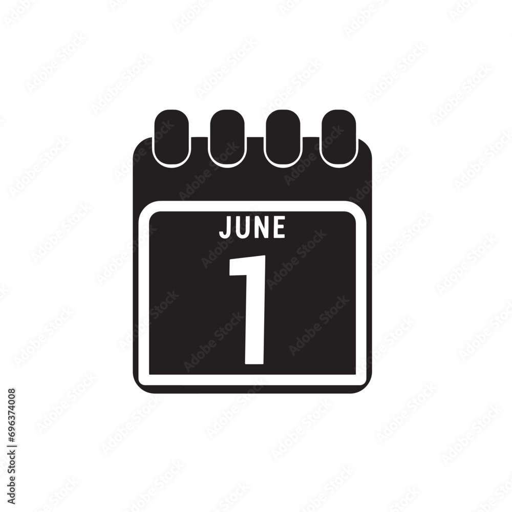 Calendar displaying page of the day 1 (first) of the June - Day 1 of the month. Illustration Calendar displaying page of the day 1 (first) of the June - Day 1 of the month. Illustration