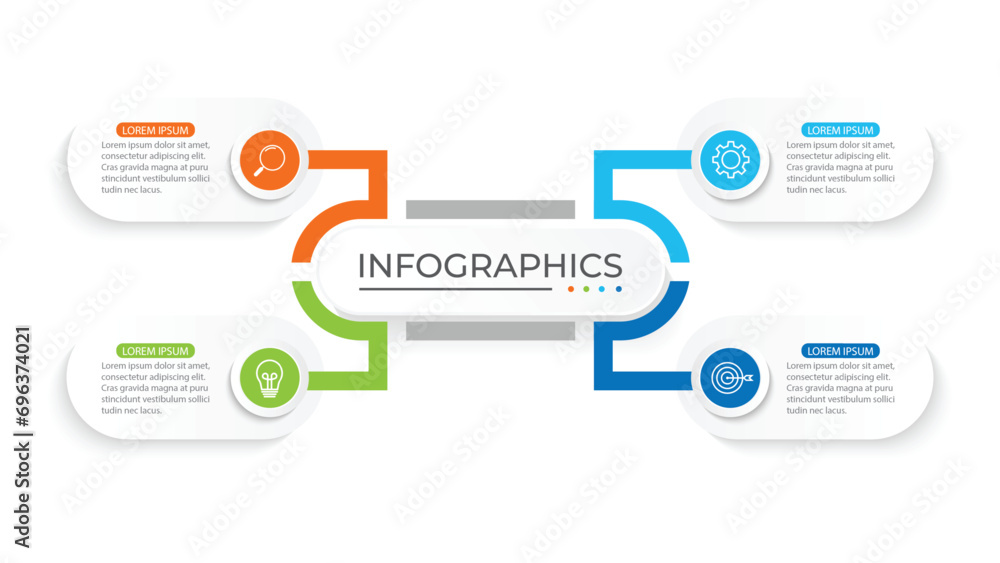 Modern infographic template. Business concept with 4 options - obrazy, fototapety, plakaty 