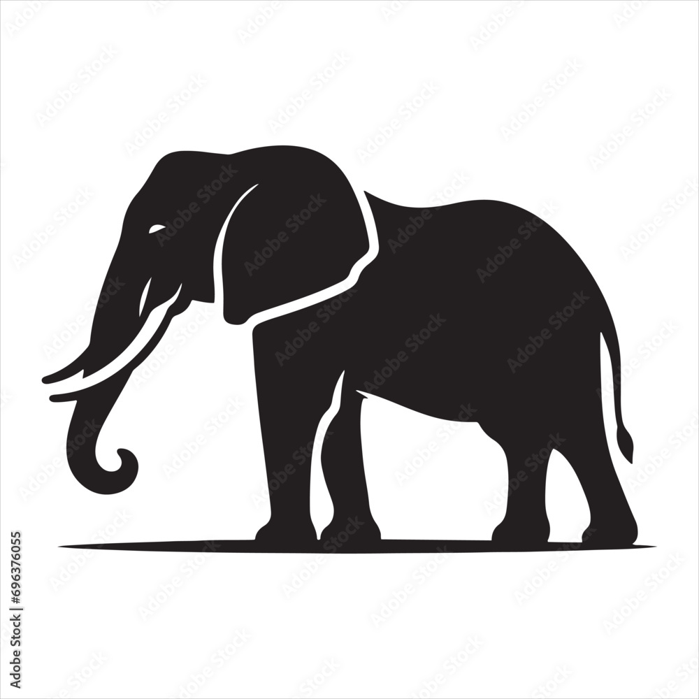 Fototapeta premium Elephant Silhouette - Decorative Elephant Patterns, Ornamental Tuskers, and Artistic Shadows for Creative Concepts - Minimallest elephant black vector 