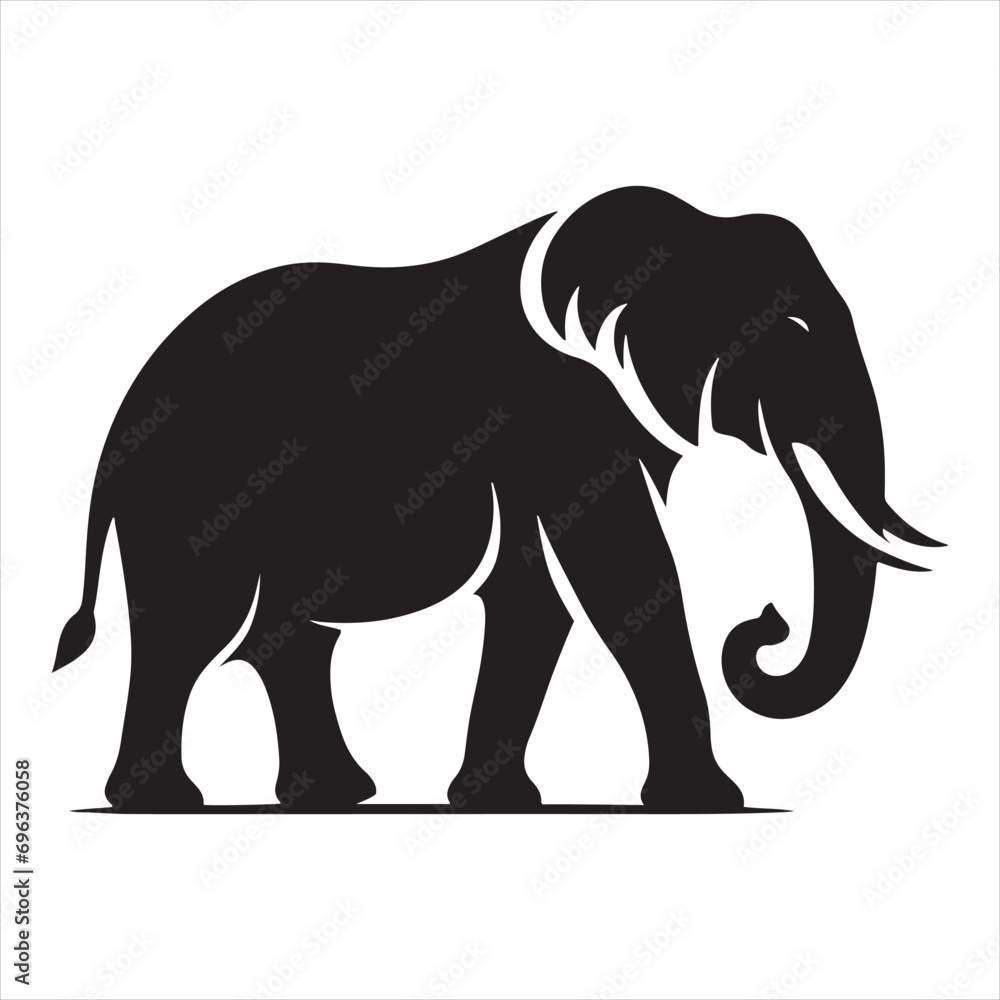 Fototapeta premium Elephant Silhouette - Wildlife Elegance, Safari Adventures, and Ethereal Elephant Shadows for Artistic Designs - Minimallest elephant black vector 
