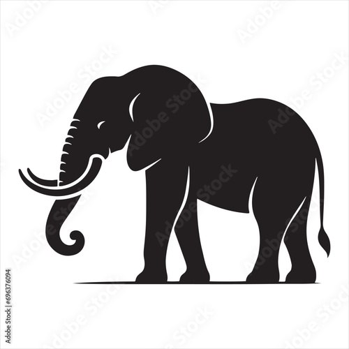 Elephant Silhouette - Poignant Elephant Family Scenes  Motherly Care  and Tender Moments in Shadowy Bliss - Minimallest elephant black vector 