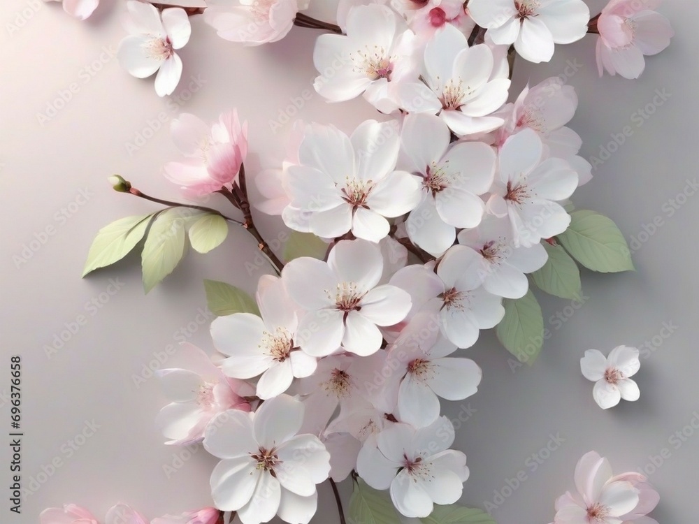 Japanese cherry blossom background with water drop 3d