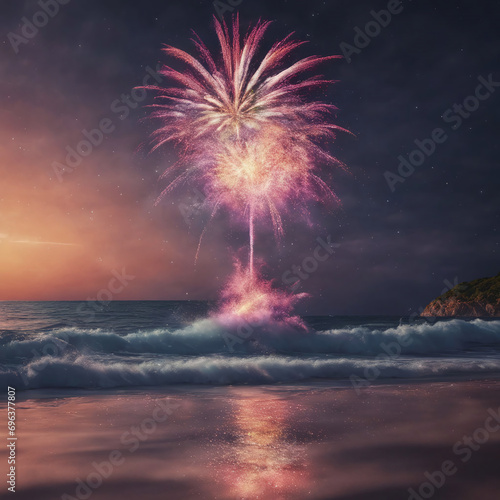 "Colorful Night Sky Explosion: A Festive Fireworks Display"
