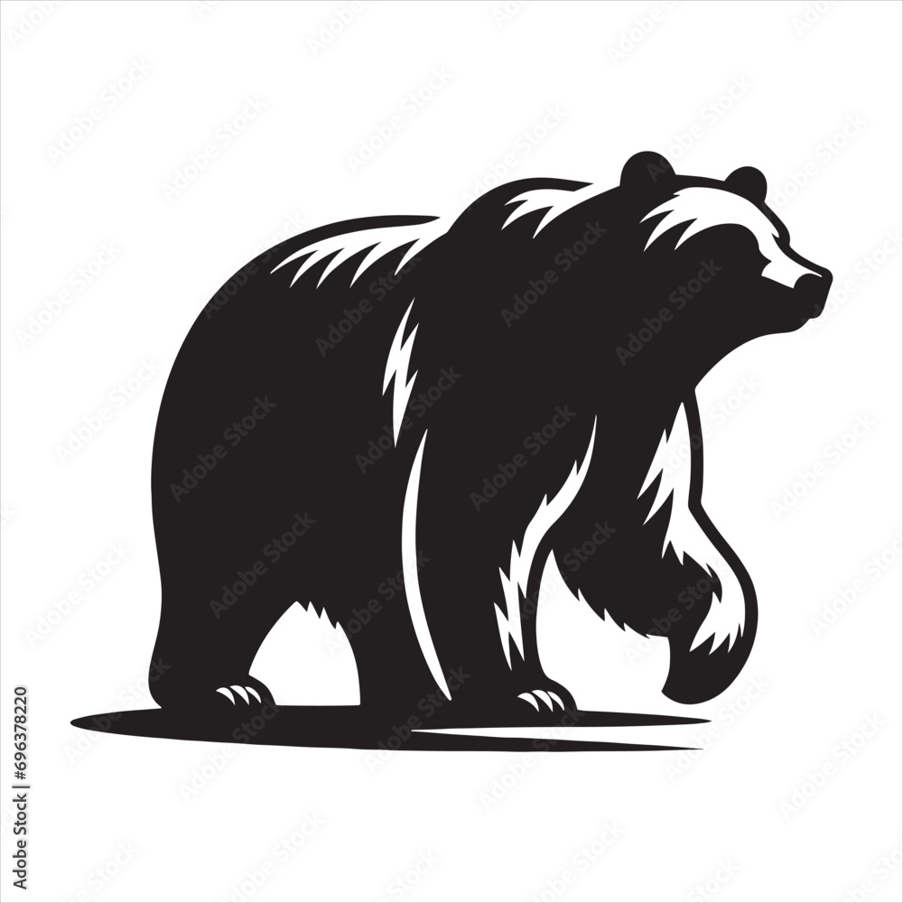 Fototapeta premium bear silhouette: North Woods Secrets, Bear Country, and Forest Dwellers in Silhouetted Harmony - Minimallest bear black vector 