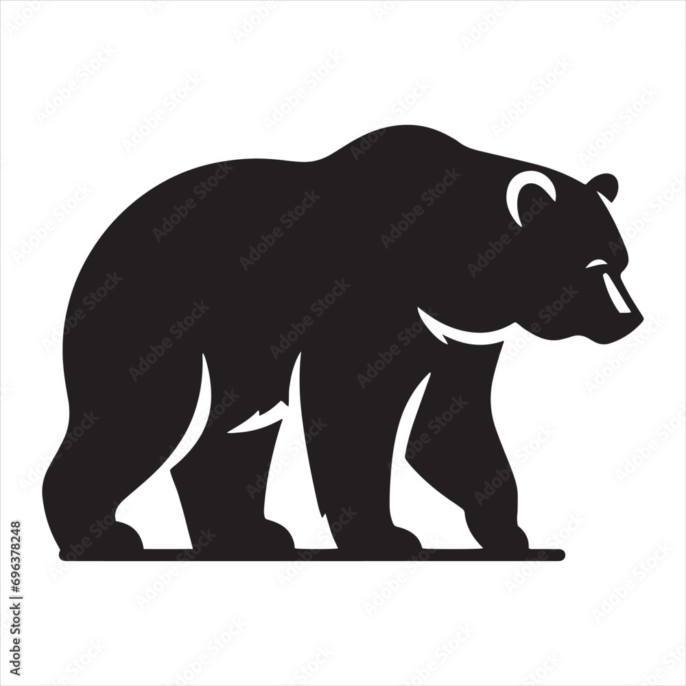 bear silhouette: Arctic Wilderness, Icy Tundras, and Polar Bear Majesty in Icily Stunning Silhouettes - Minimallest bear black vector
