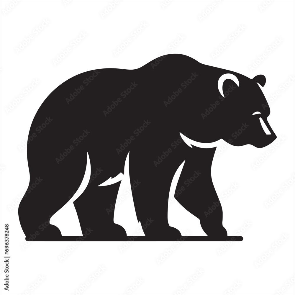 Fototapeta premium bear silhouette: Arctic Wilderness, Icy Tundras, and Polar Bear Majesty in Icily Stunning Silhouettes - Minimallest bear black vector 