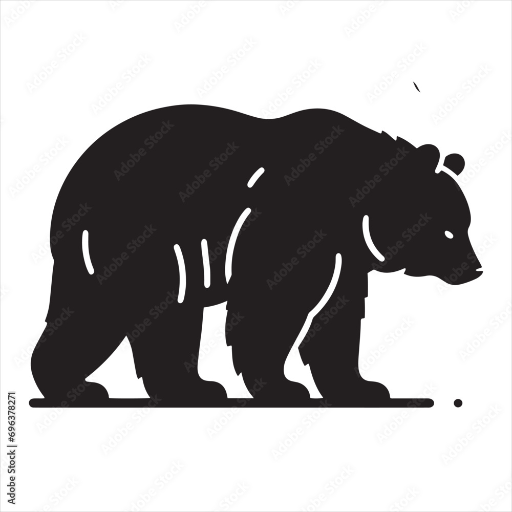 bear silhouette: Forest Giants, Alpine Wonders, and Woodland Ursids in Enchanting Wild Bear Shadows - Minimallest bear black vector

