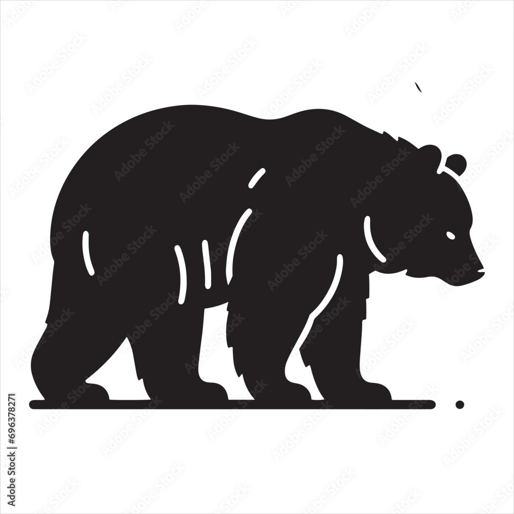 Obraz premium bear silhouette: Forest Giants, Alpine Wonders, and Woodland Ursids in Enchanting Wild Bear Shadows - Minimallest bear black vector