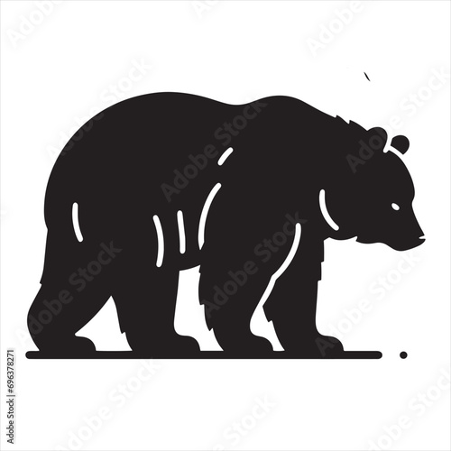 bear silhouette: Forest Giants, Alpine Wonders, and Woodland Ursids in Enchanting Wild Bear Shadows - Minimallest bear black vector  © Vista