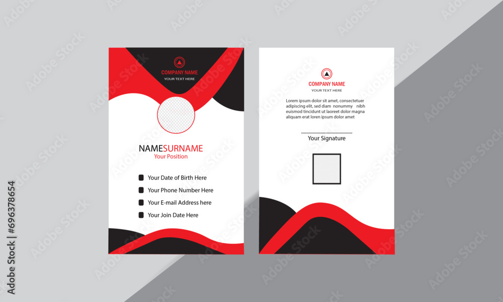 Corporate id card design. Organic shaped stylish official id card ...