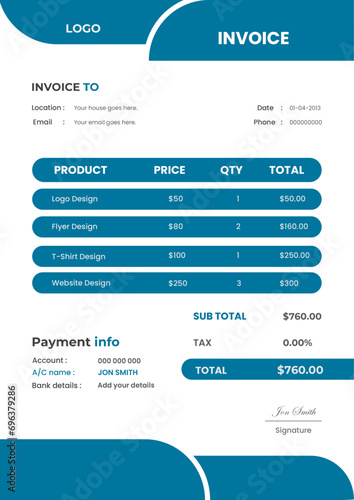Modern Invoice Design. (ID: 696379286)