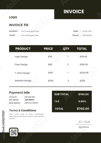 Modern Invoice Design. (ID: 696379287)