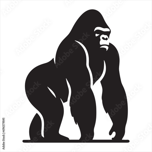 gorilla silhouette: Wildlife Conservation Symbolism, Gorilla Preservation, and Nature's Call to Action in Thoughtful Silhouettes - Minimallest gorilla black vector monkey silhouette
