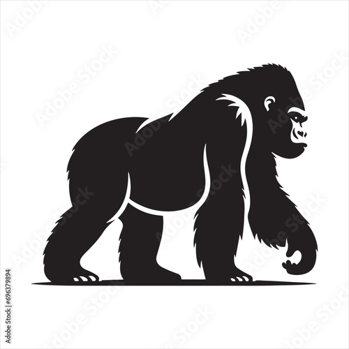 gorilla silhouette  Mountain Gorilla Majesty  Dense Rainforest Scenes  and Wildlife Harmony in Detailed Shadows - Minimallest gorilla black vector monkey silhouette 