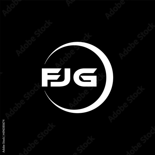 FJG letter logo design with black background in illustrator, cube logo, vector logo, modern alphabet font overlap style. calligraphy designs for logo, Poster, Invitation, etc. photo