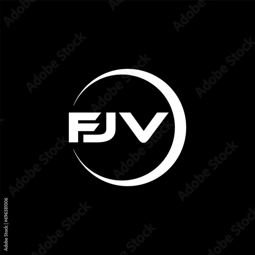 FJV letter logo design with black background in illustrator, cube logo, vector logo, modern alphabet font overlap style. calligraphy designs for logo, Poster, Invitation, etc. photo